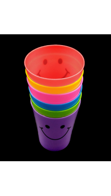 Plastic Cup Colored Smiley 6PCS
