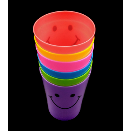 Plastic Cup Colored Smiley 6PCS
