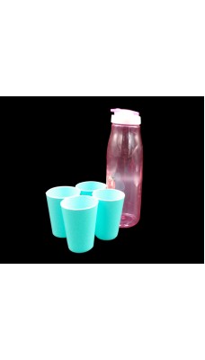 Plastic Pink Pitcher With Free 4 Cups