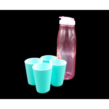 Plastic Pink Pitcher With Free 4 Cups