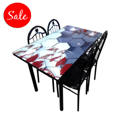 Glass Table Set 4 Seaters