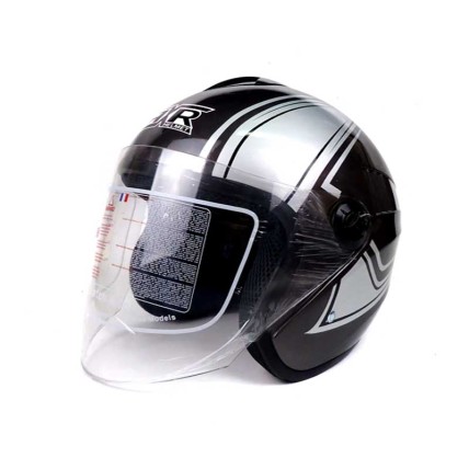 RXR HALF FACE HELMET R066C BLACK/SILVER