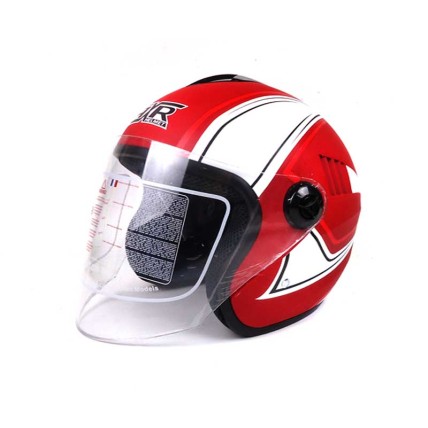 RXR HALF FACE HELMET R066C RED/SILVER